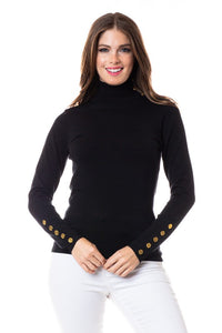 turtle neck button accent sweater