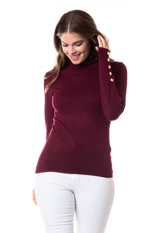 turtle neck button accent sweater