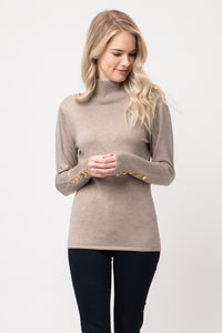 turtle neck button accent sweater